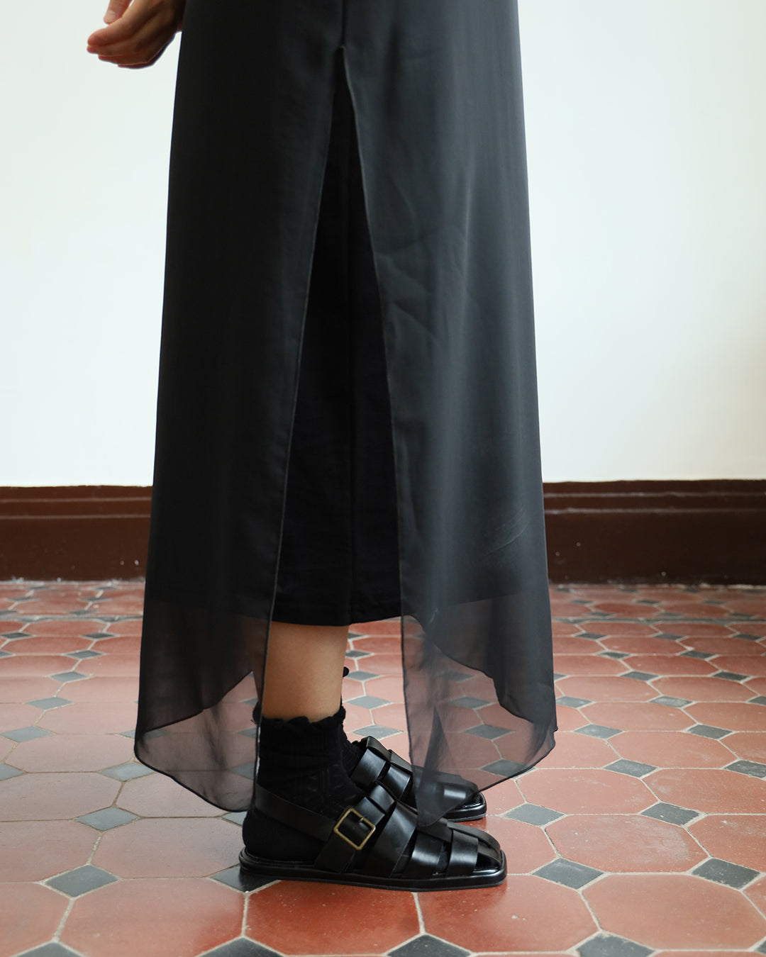 Mesh Layer T-Shirt Dress (2 color)