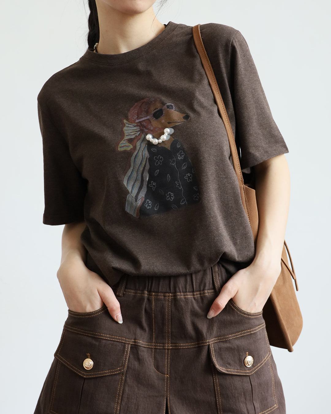 Pearls Embellished Puppy Graphic Tee (2 Colors)