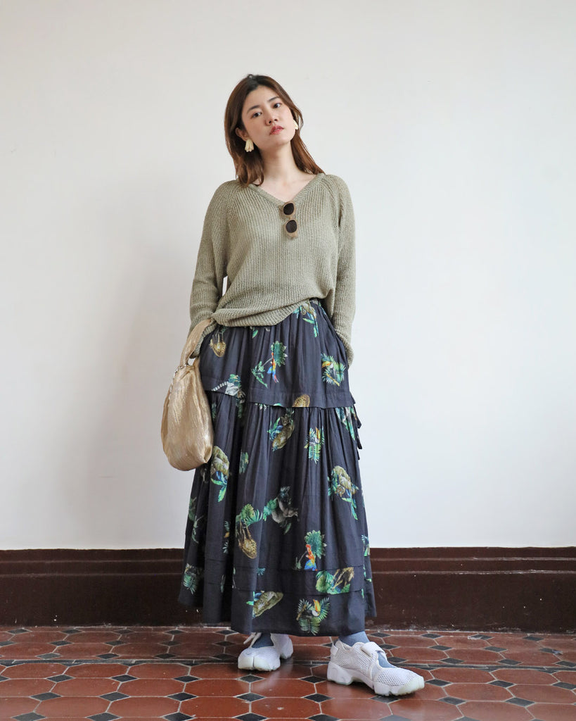Animal Print Pleated Skirt (2 color)