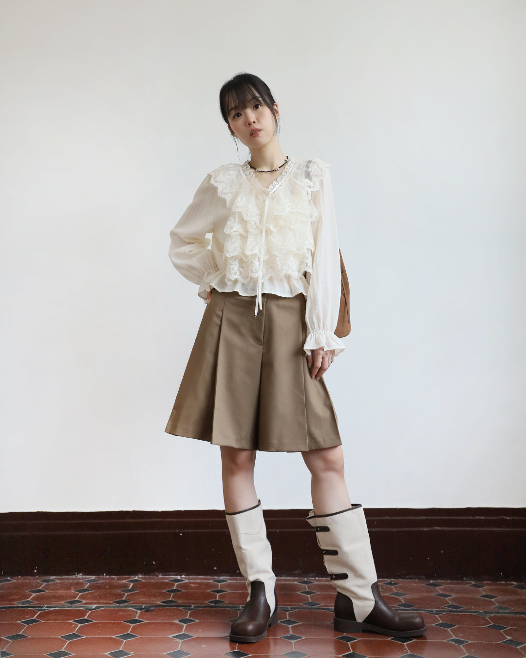 Side Pleated Mid-Length Skort (2 Colors)