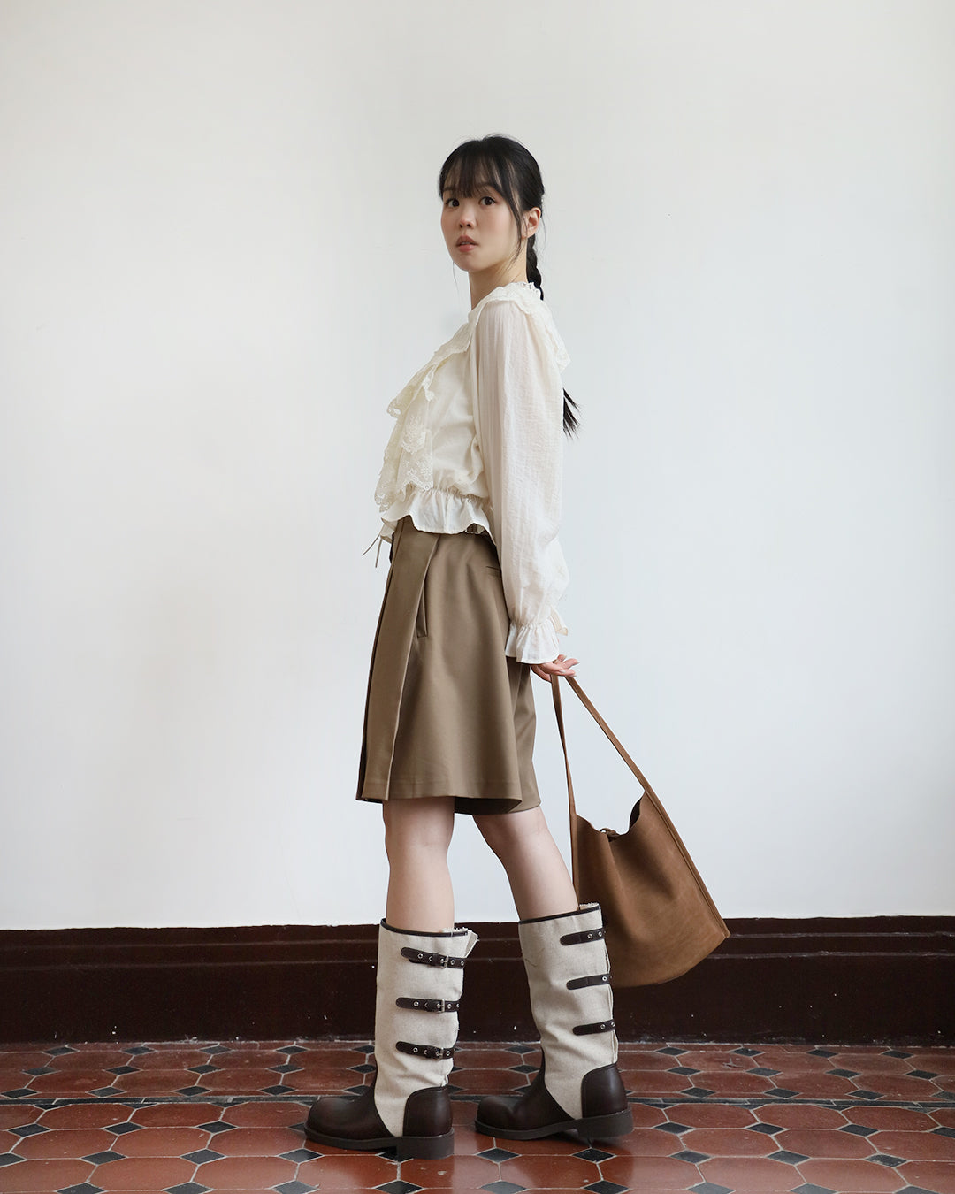 Side Pleated Mid-Length Skort (2 Colors)