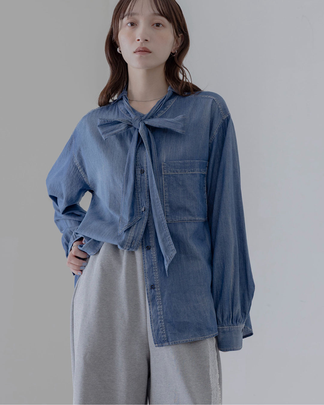 Japan Brand - Tie Collar Denim Shirt