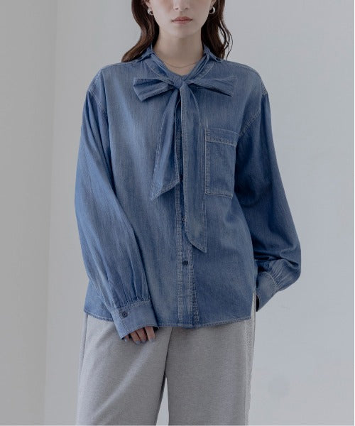 Japan Brand - Tie Collar Denim Shirt
