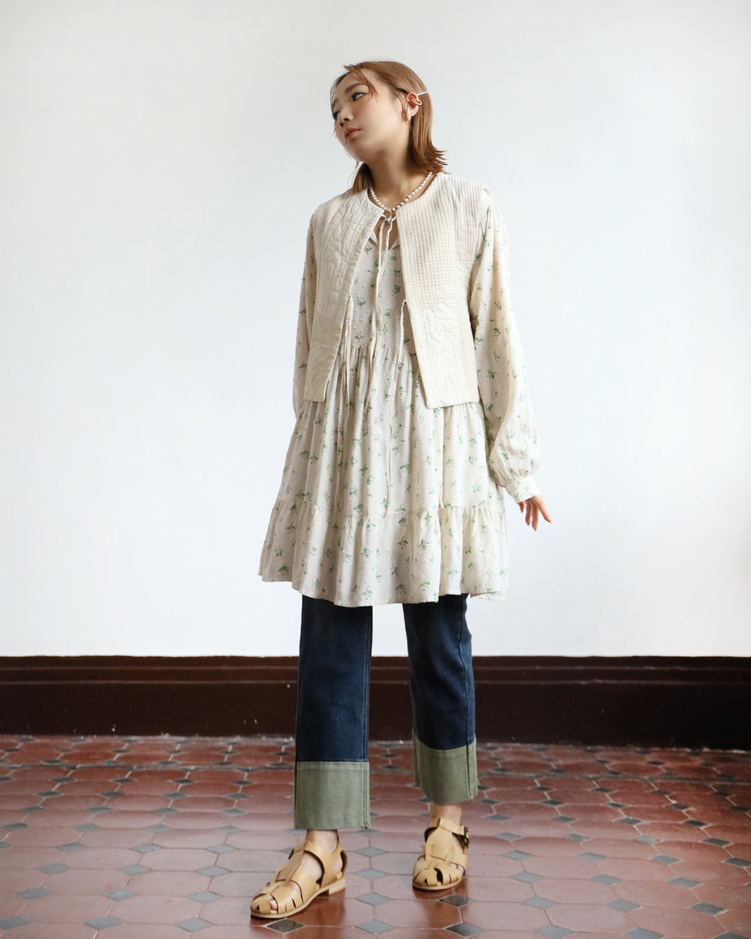Floral Dress in Texture Fabric