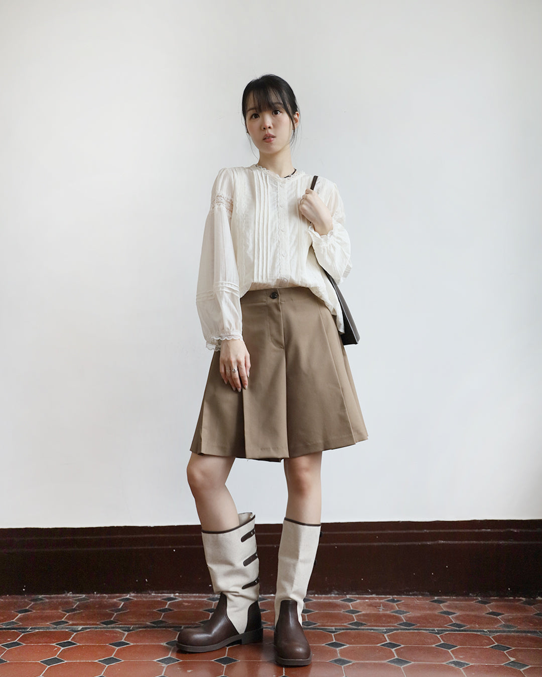 Side Pleated Mid-Length Skort (2 Colors)