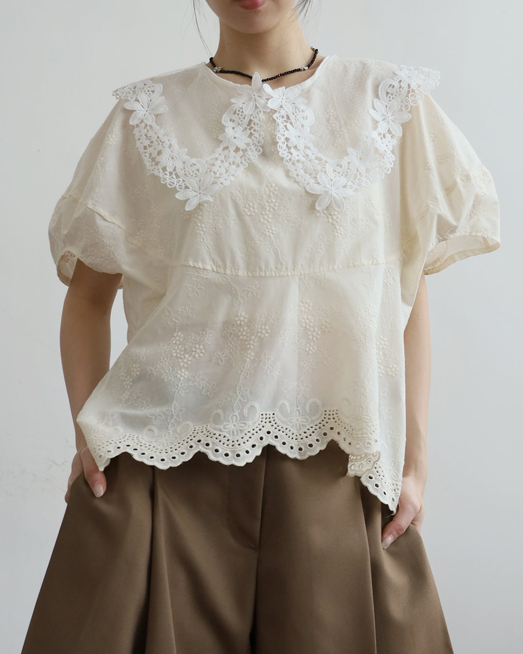 Embroidered Collar Blouse
