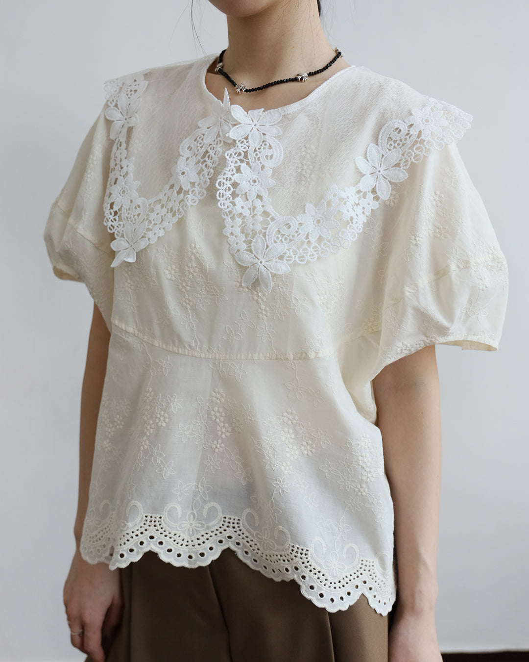 Embroidered Collar Blouse