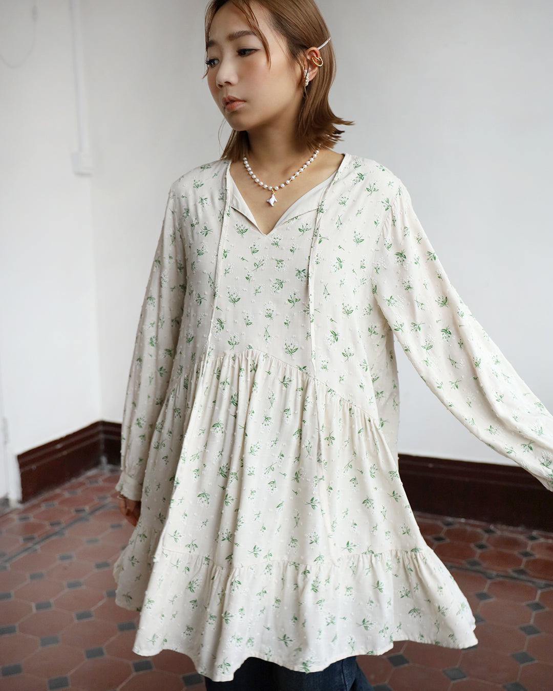 Floral Dress in Texture Fabric