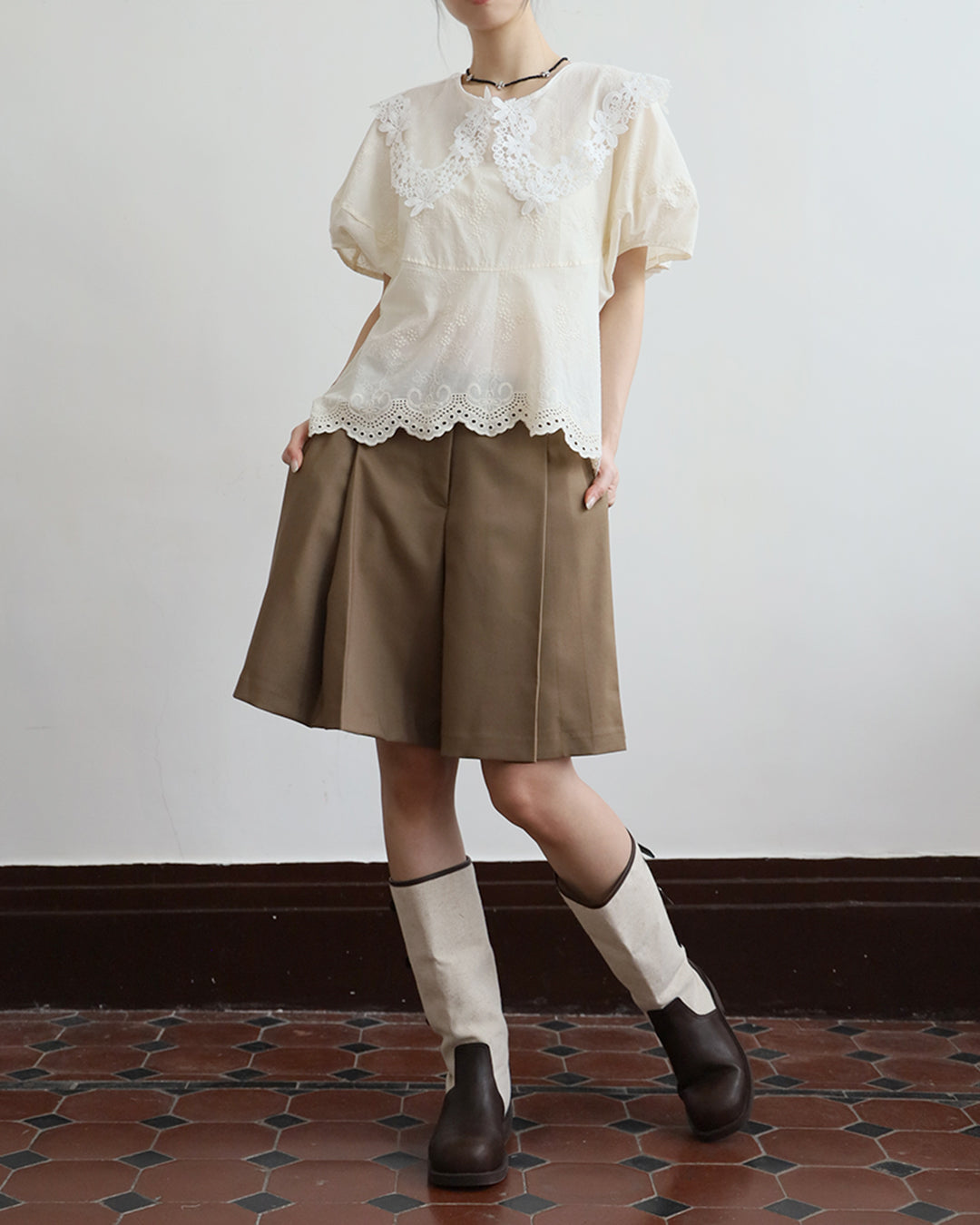 Embroidered Collar Blouse
