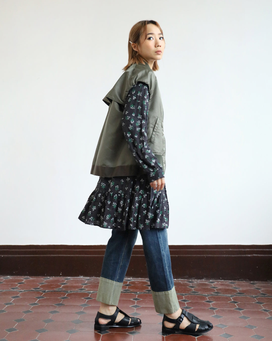 Floral Dress in Texture Fabric