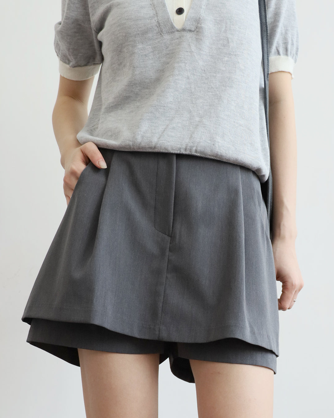 Tiered Tailored Layered Skort (2 Colors)