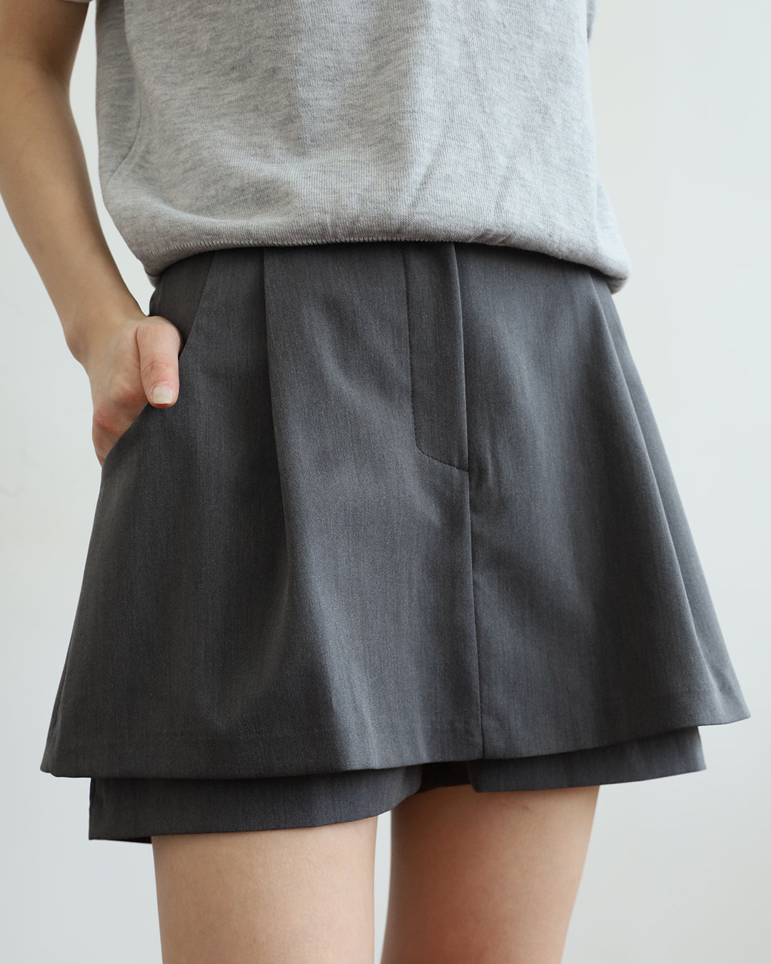Tiered Tailored Layered Skort (2 Colors)