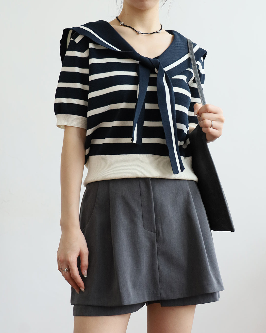 Striped Top w/ Scarf (2 Colors)