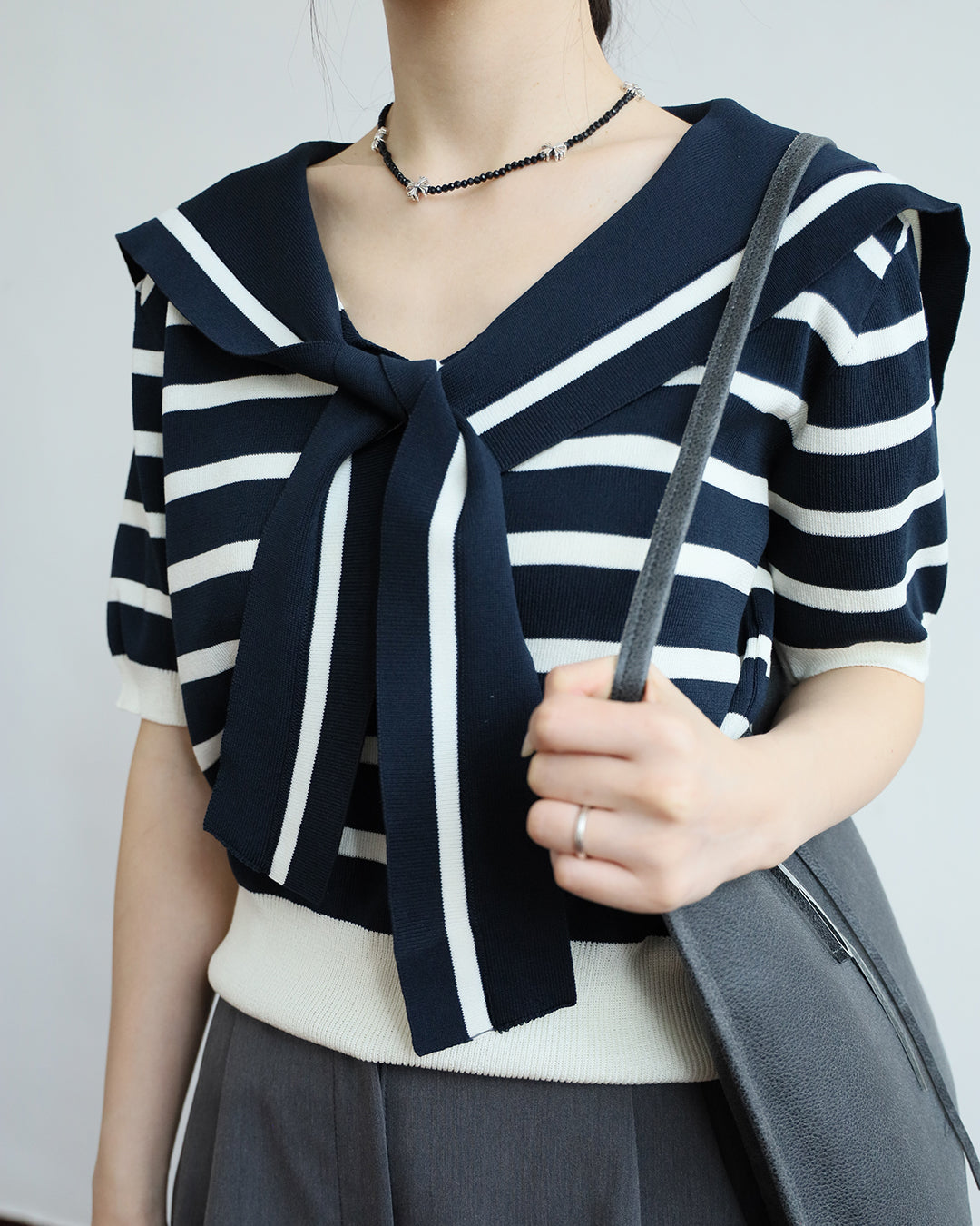 Striped Top w/ Scarf (2 Colors)