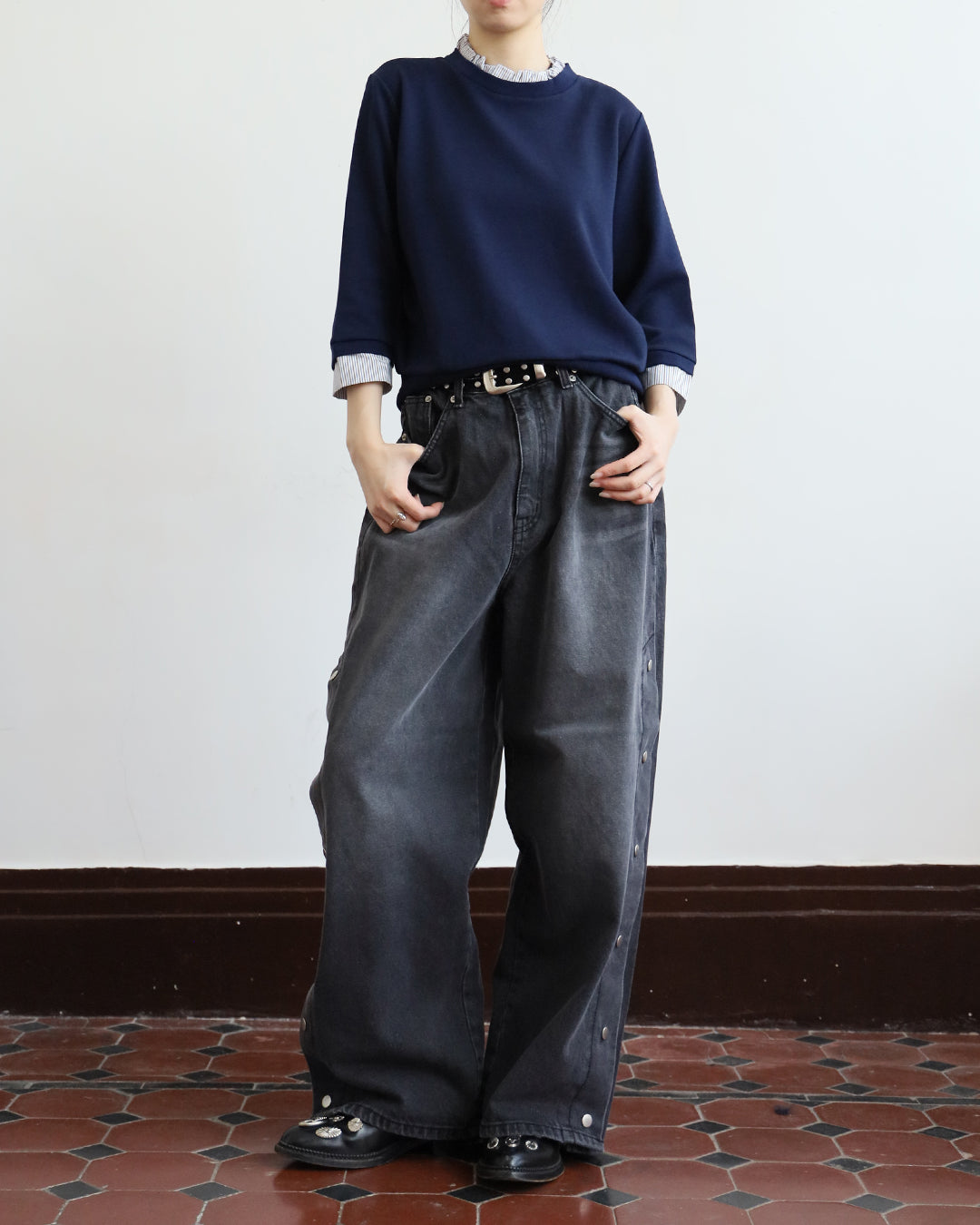 Pinstriped Trim Sweatshirt