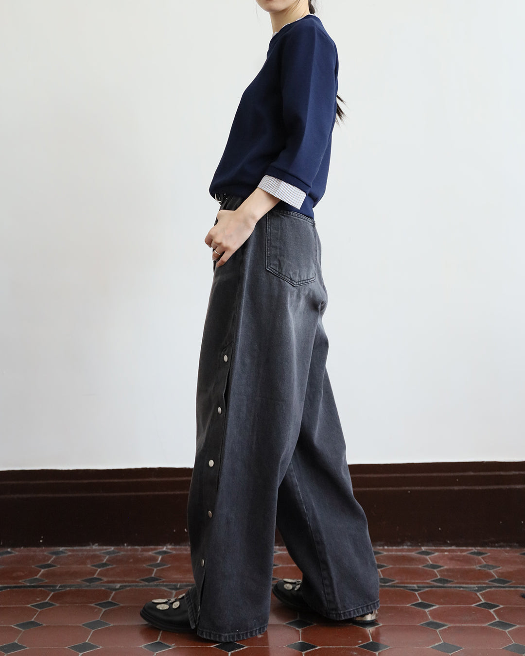 Pinstriped Trim Sweatshirt