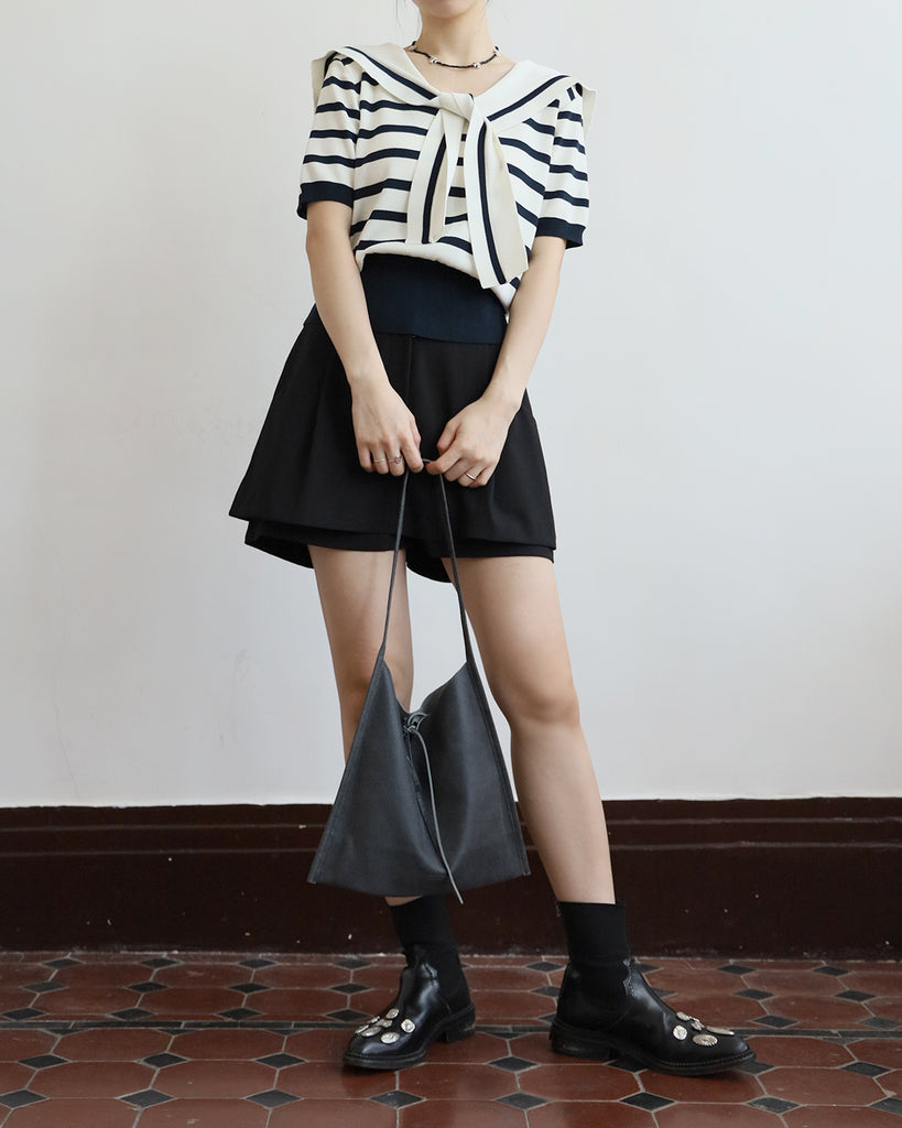Striped Top w/ Scarf (2 Colors)
