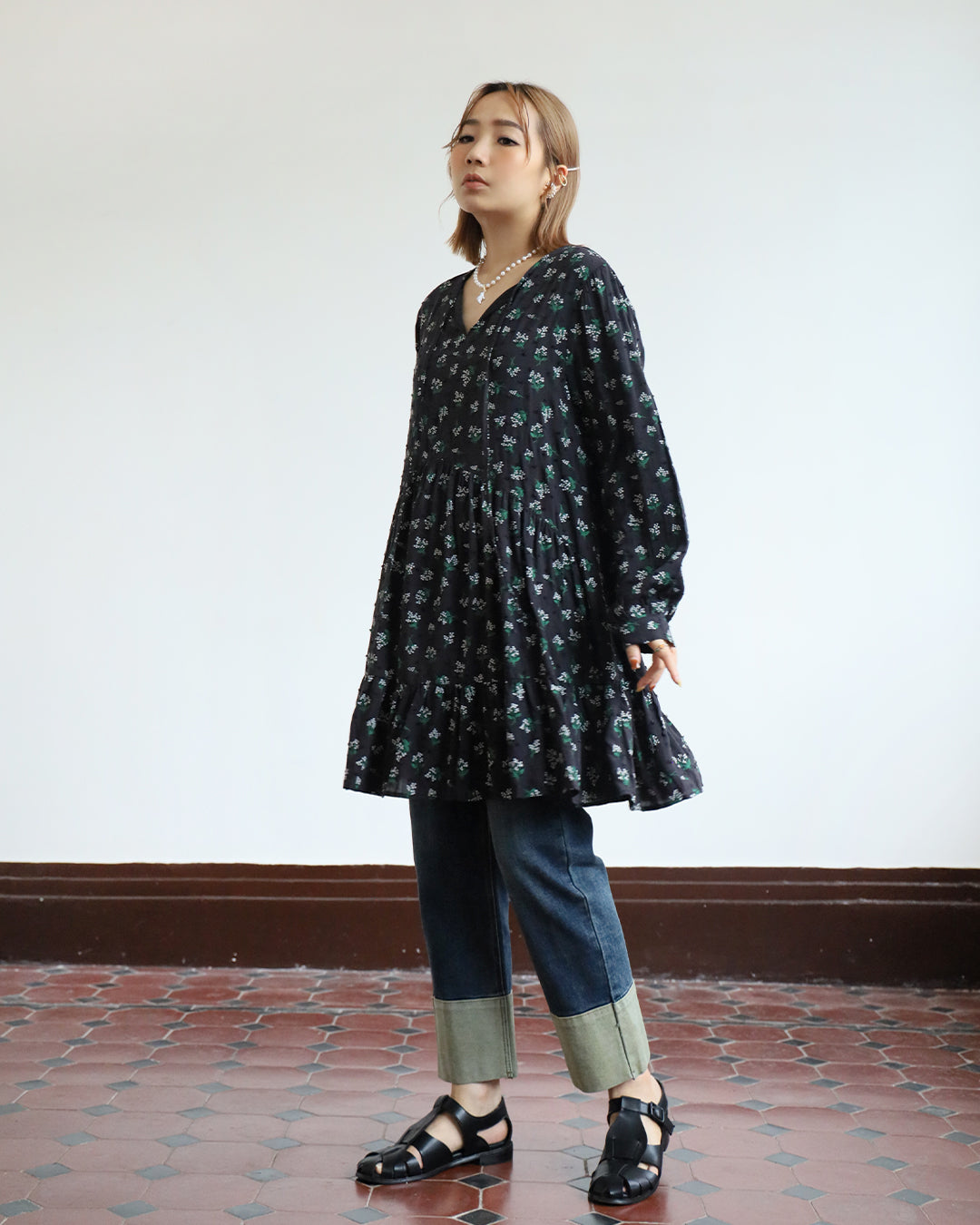 Floral Dress in Texture Fabric