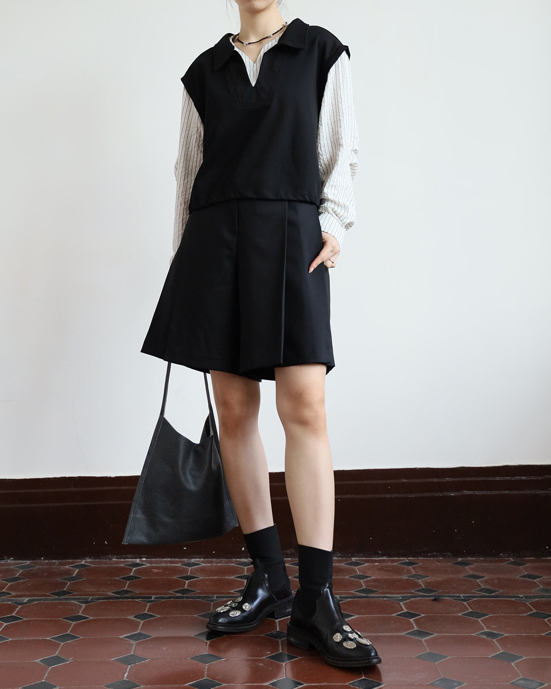 Side Pleated Mid-Length Skort (2 Colors)
