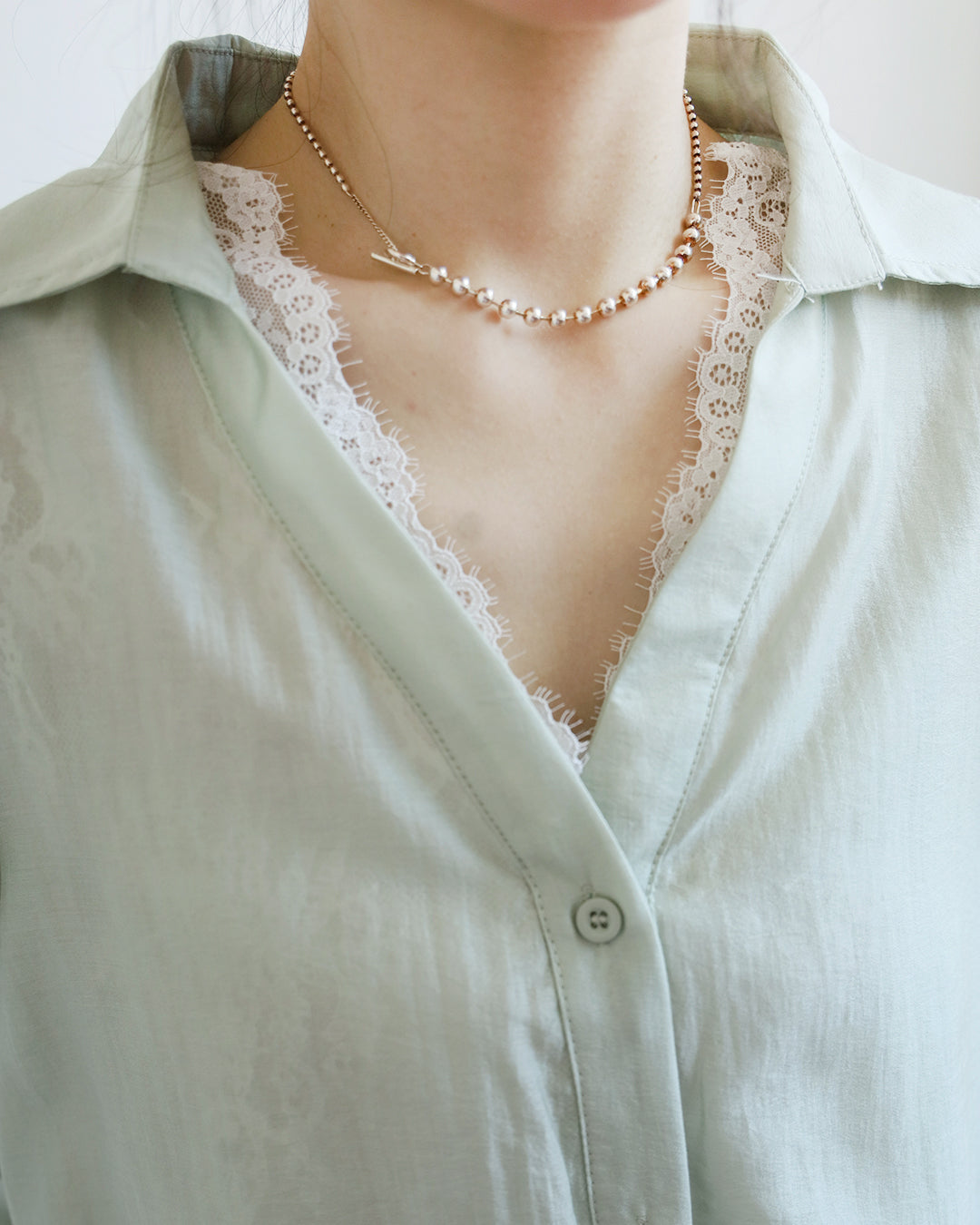 Lace Layer Silky Shirt