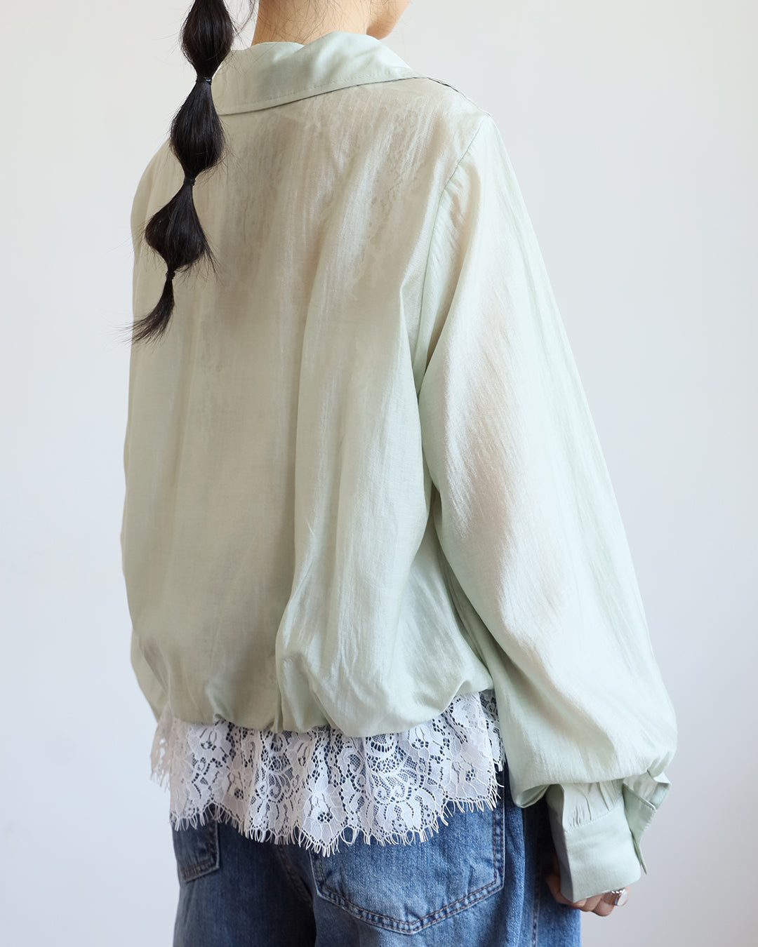 Lace Layer Silky Shirt