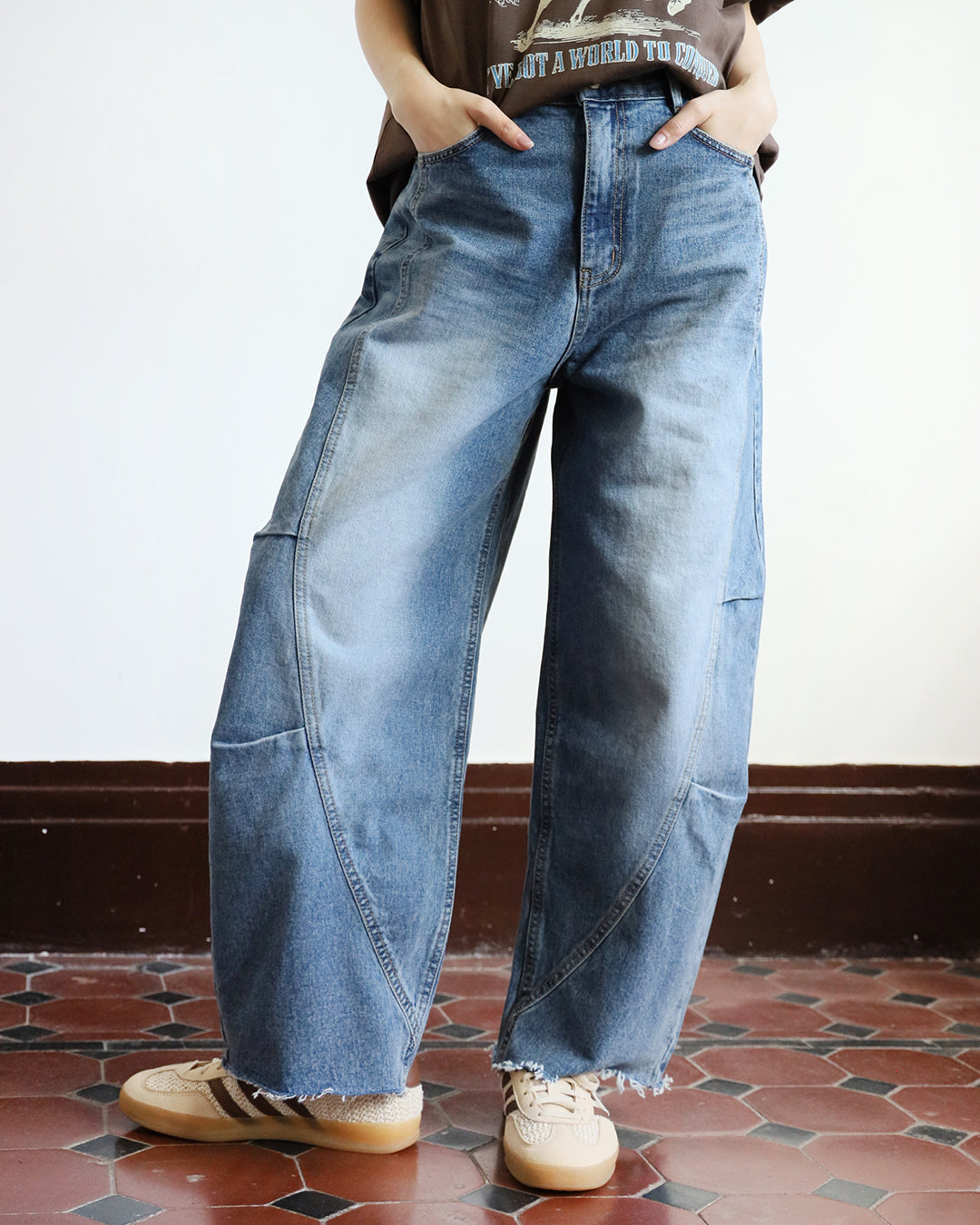Structured Barrel Jeans (Size S-XL)