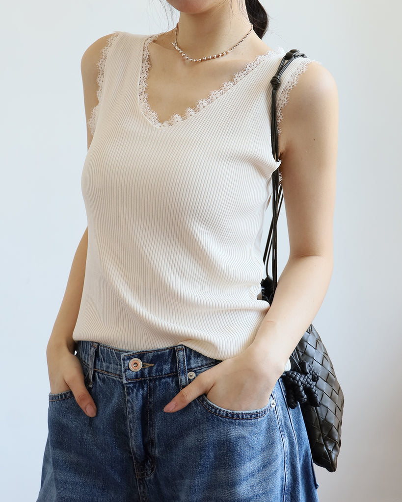 *Lace Trim Vest (3 colors)