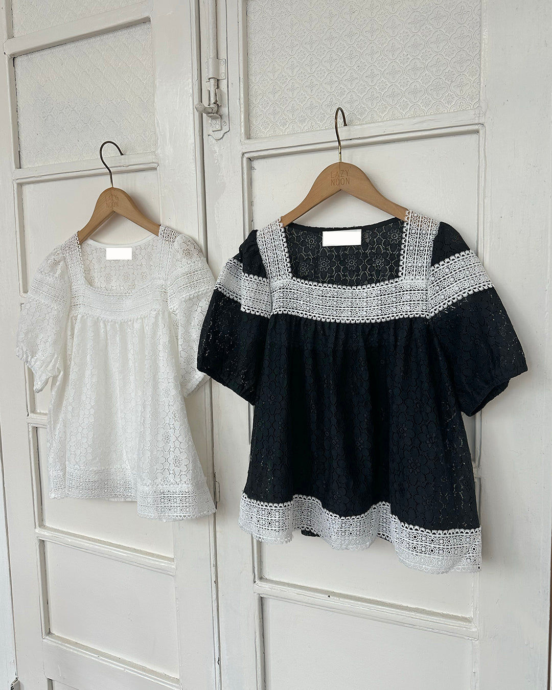 Square Collar Lace Top (2 Colors)