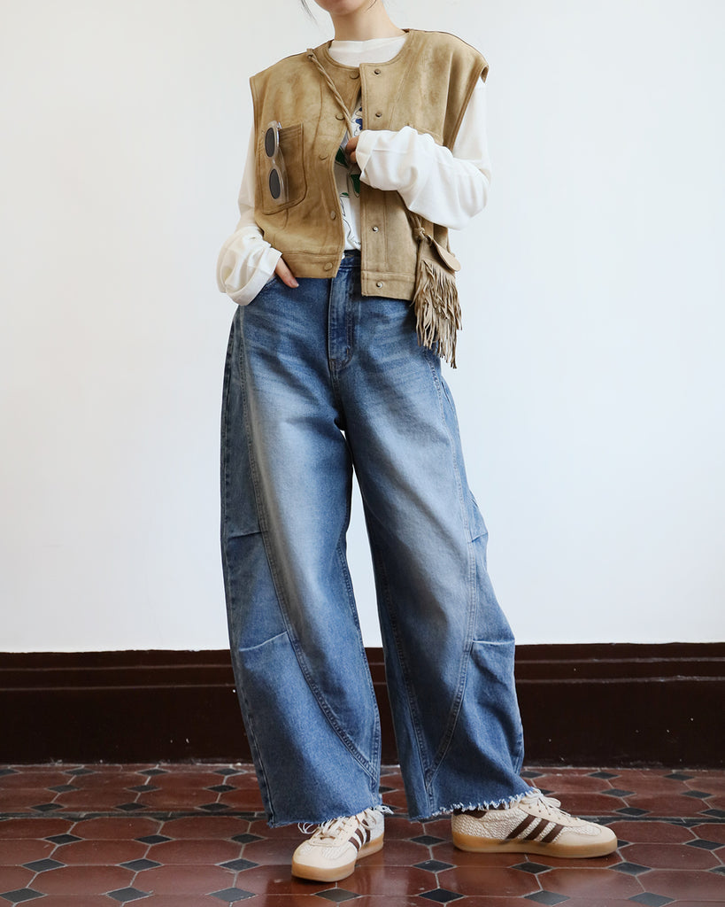 Structured Barrel Jeans (Size S-XL)