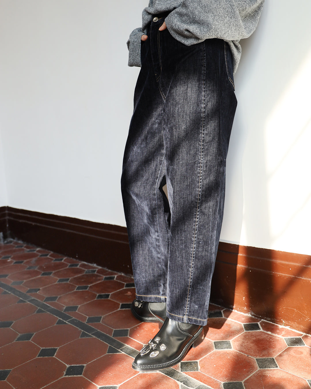 Velvet Denim Pants (2 color) (Size S-M)