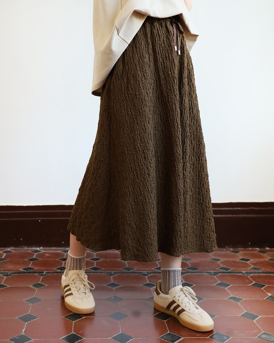 Texture Fabric Skater Skirt (3 color)