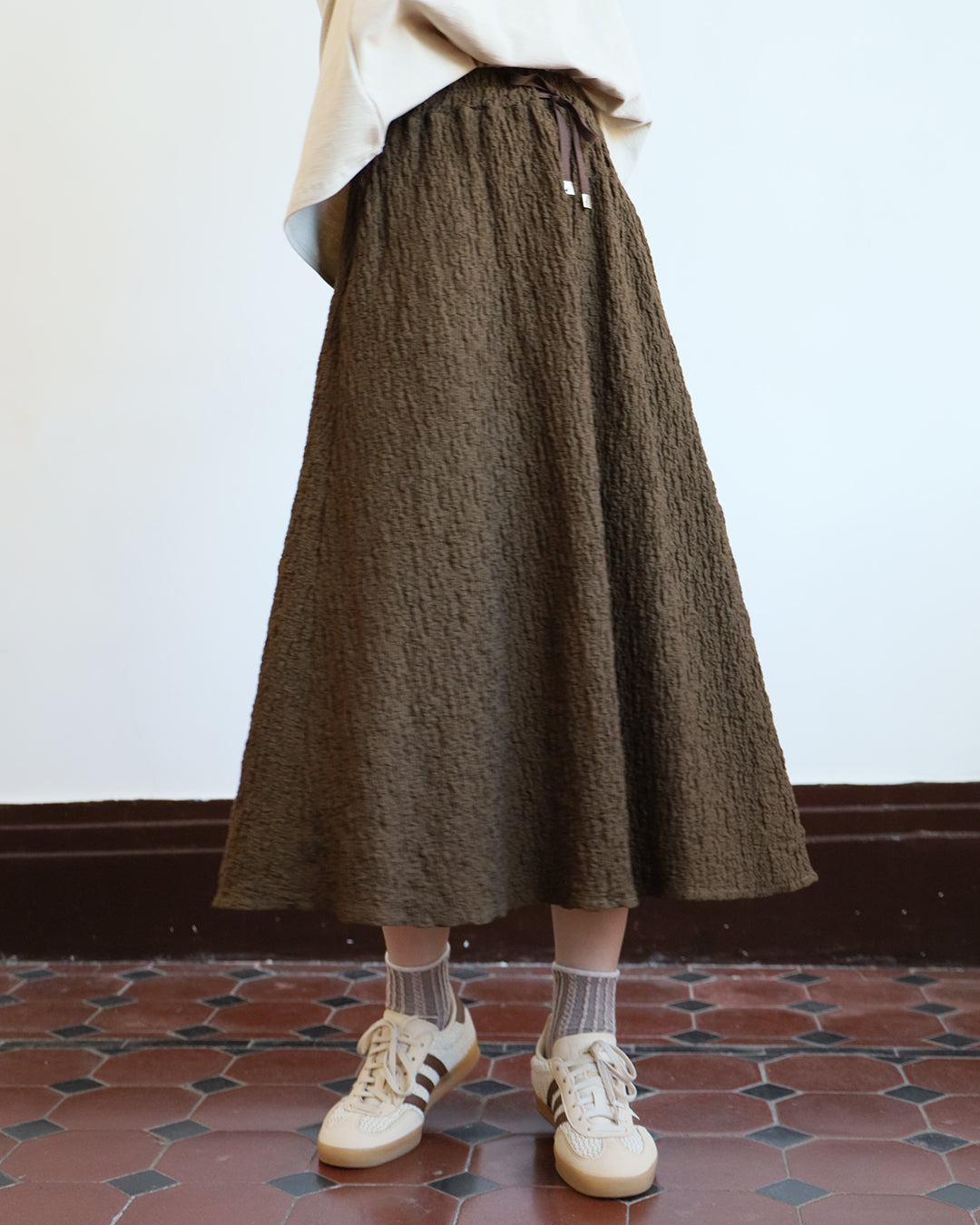 Texture Fabric Skater Skirt (3 color)