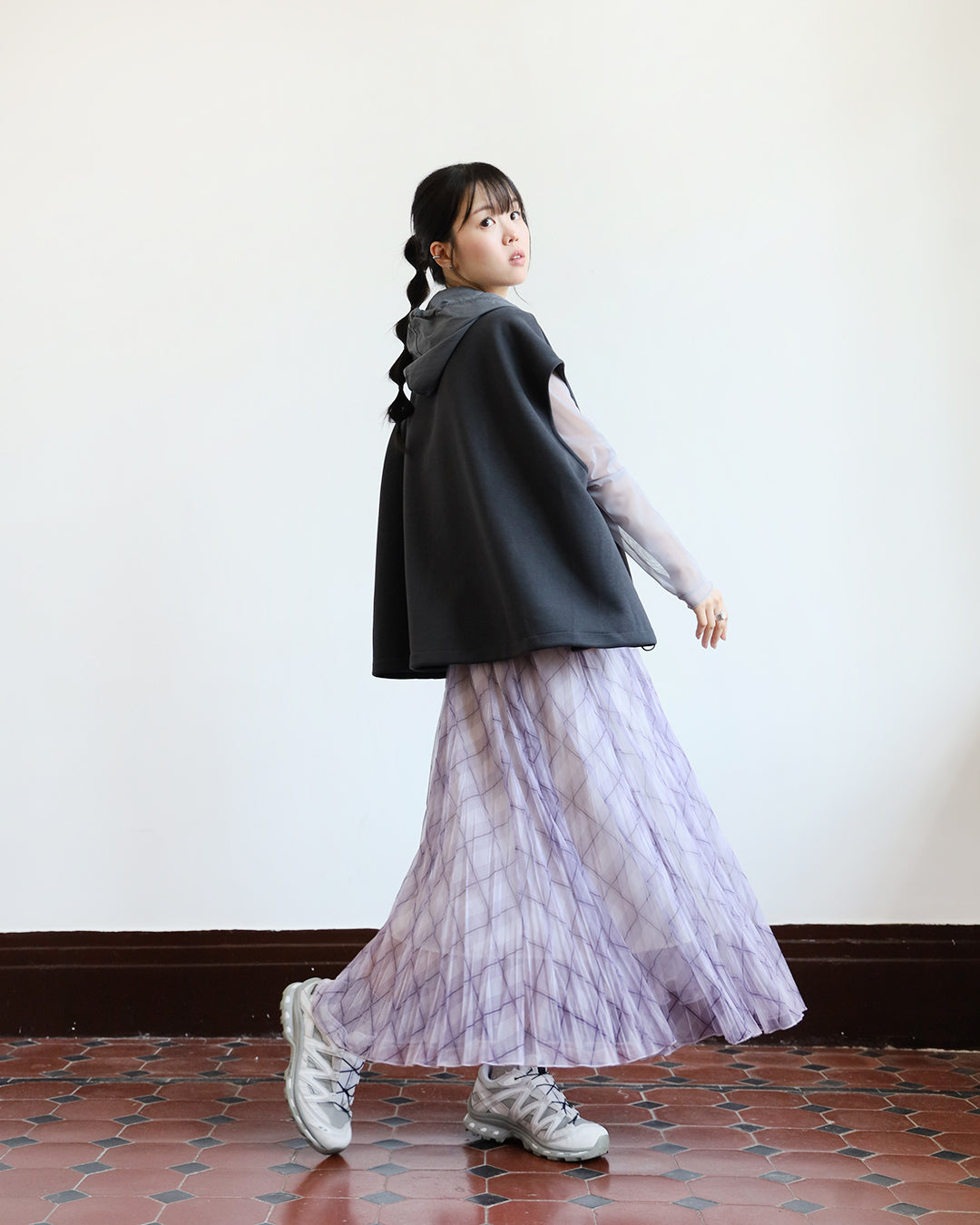 Mix Fabric Hooded Vest (3 Colors)