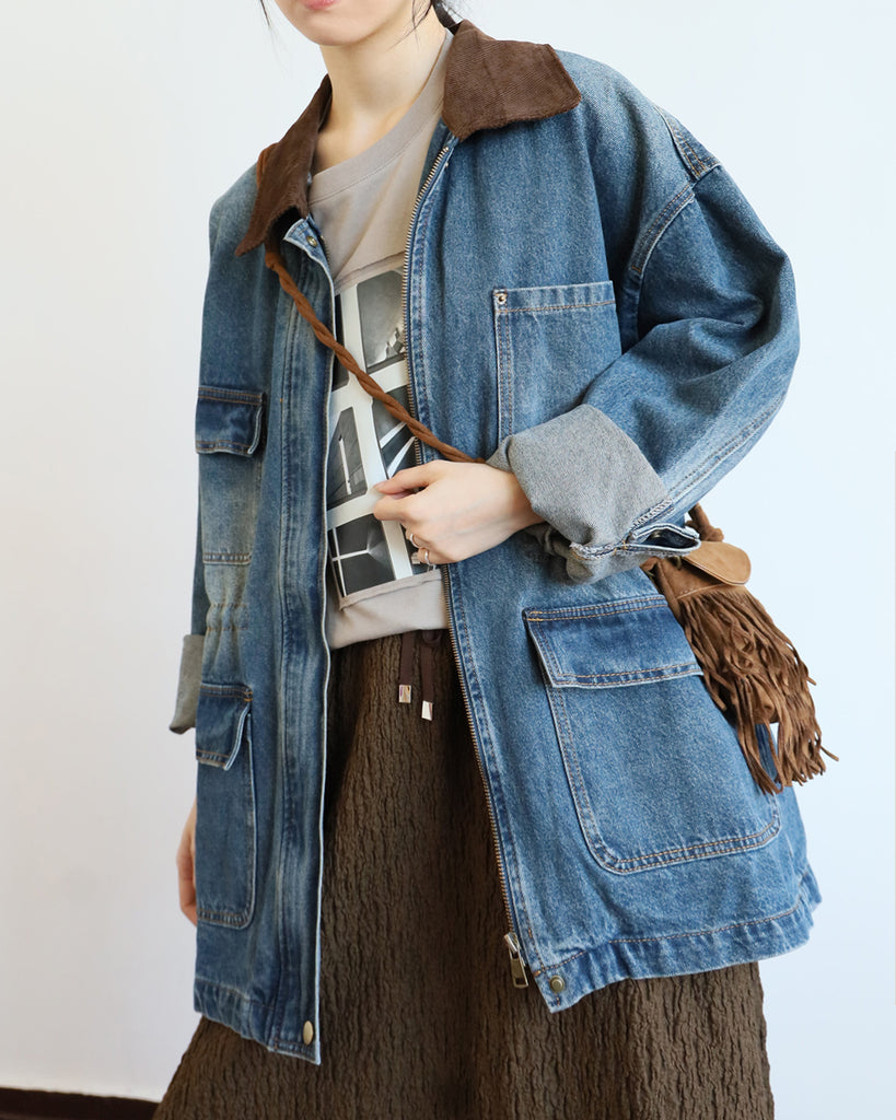 Corduroy Collar Denim Jacket