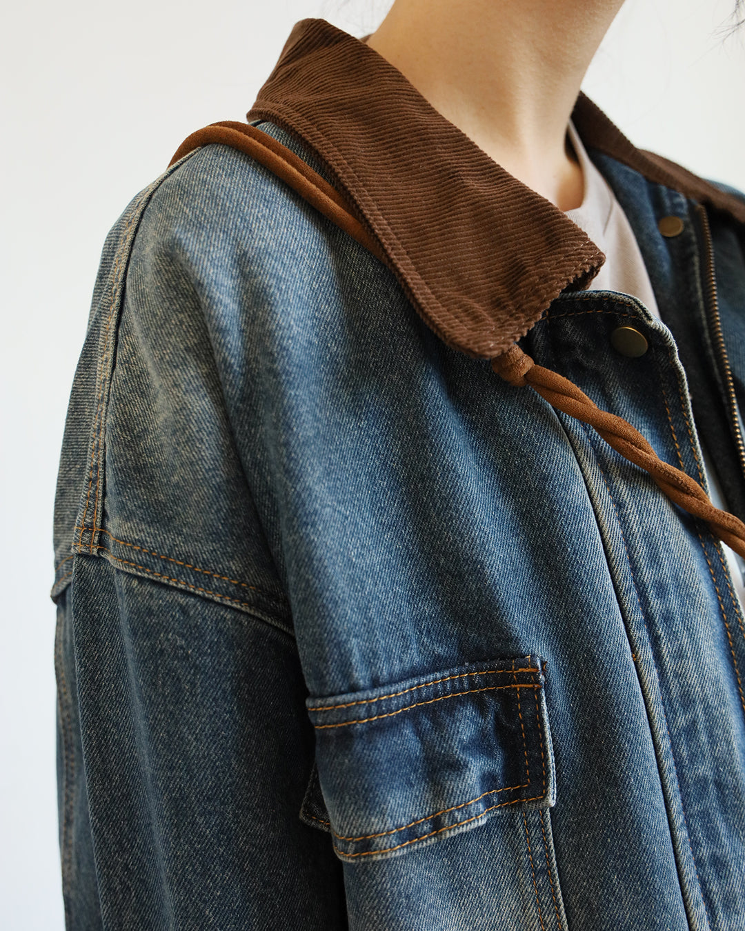 Corduroy Collar Denim Jacket