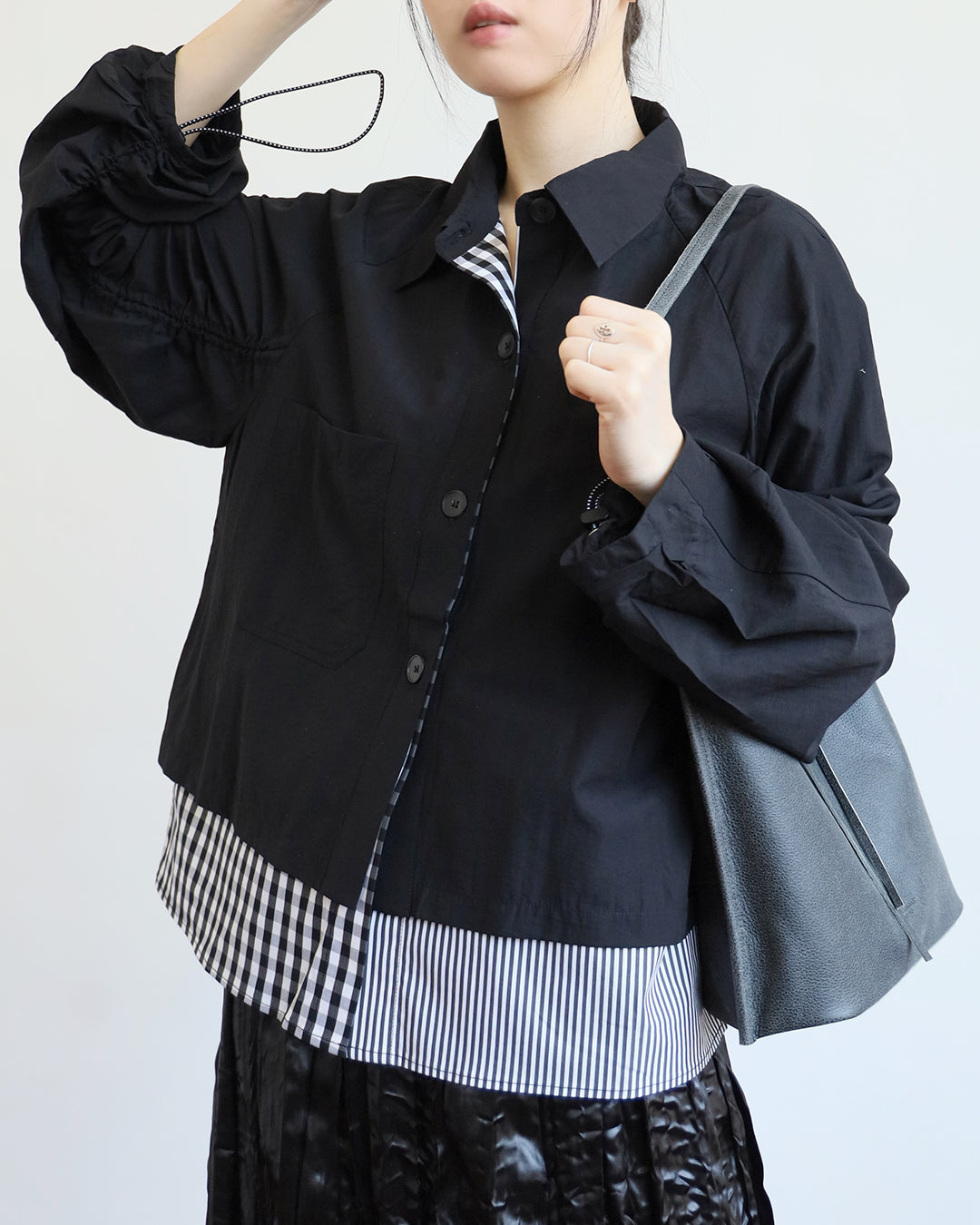 Checker x Pinstripe Layered Top