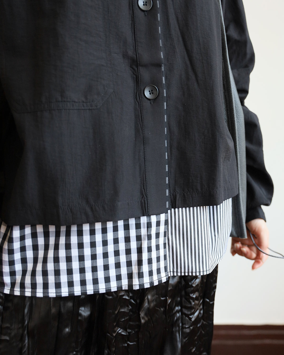 Checker x Pinstripe Layered Top