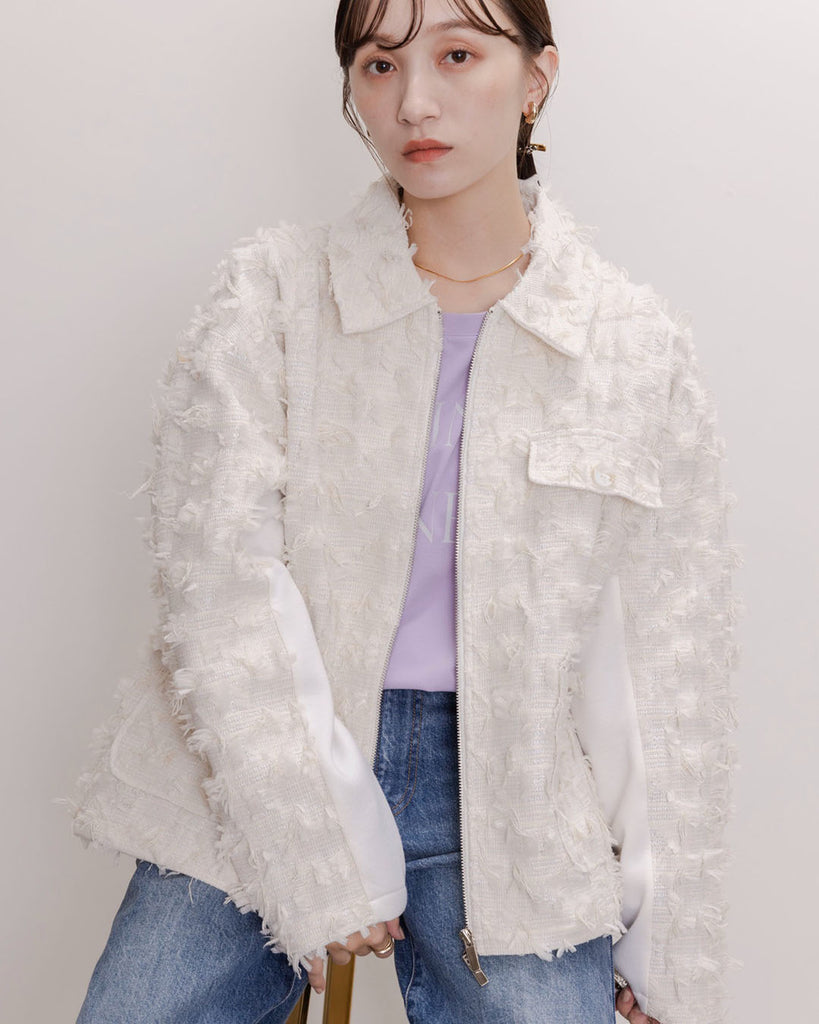 Mix Fabric Tweed Jacket (2 Color)