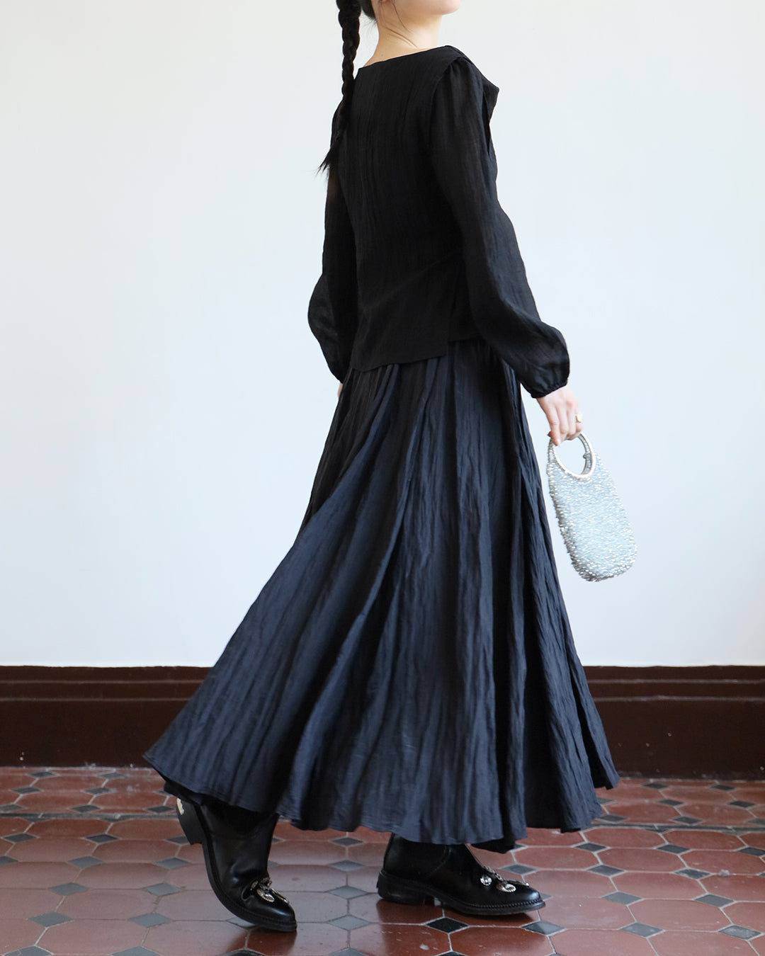 Metallic Crinkle Fabric Skirt (2 Colors)