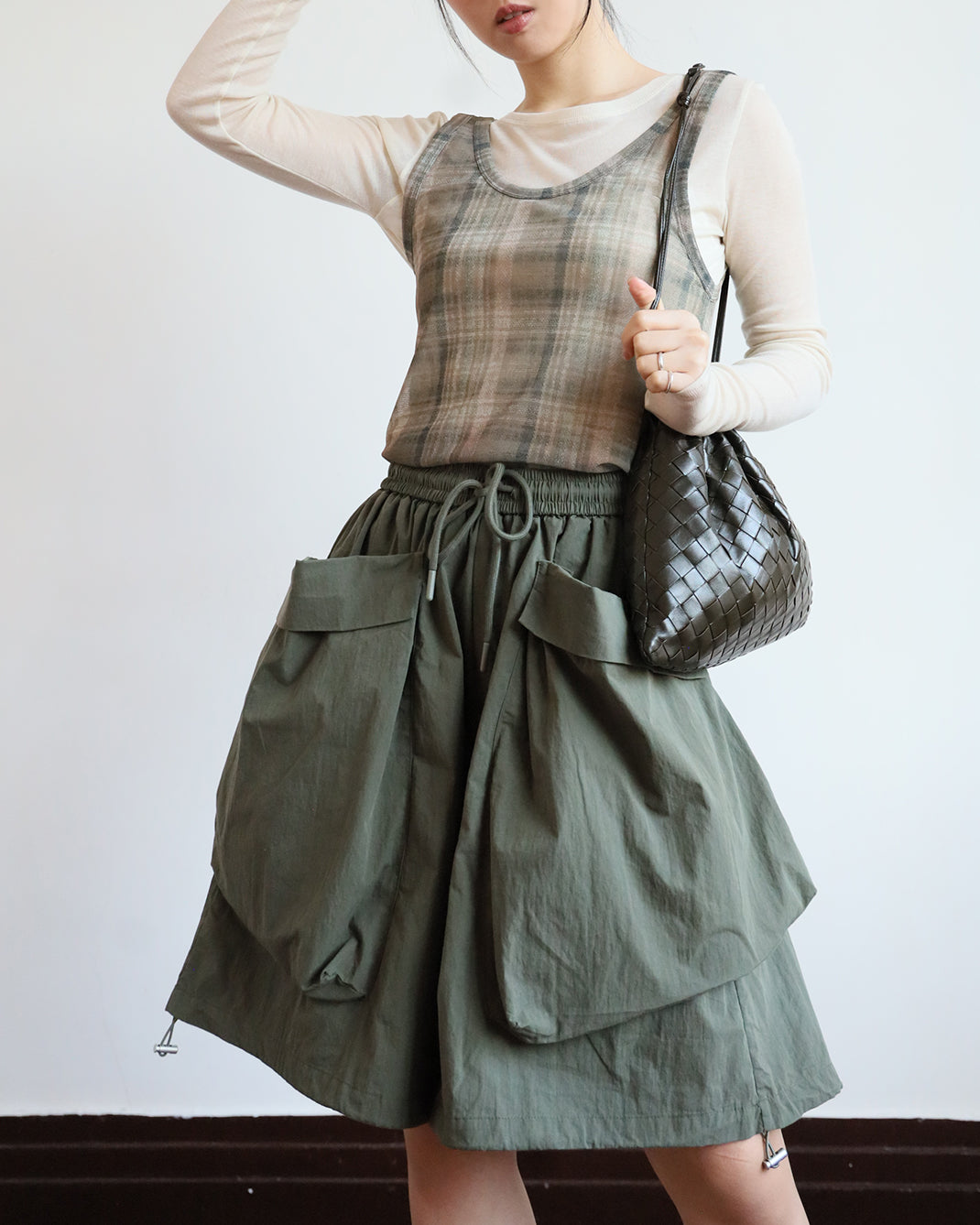 Basic Top + Checker Mesh Vest (Set) (3 color)