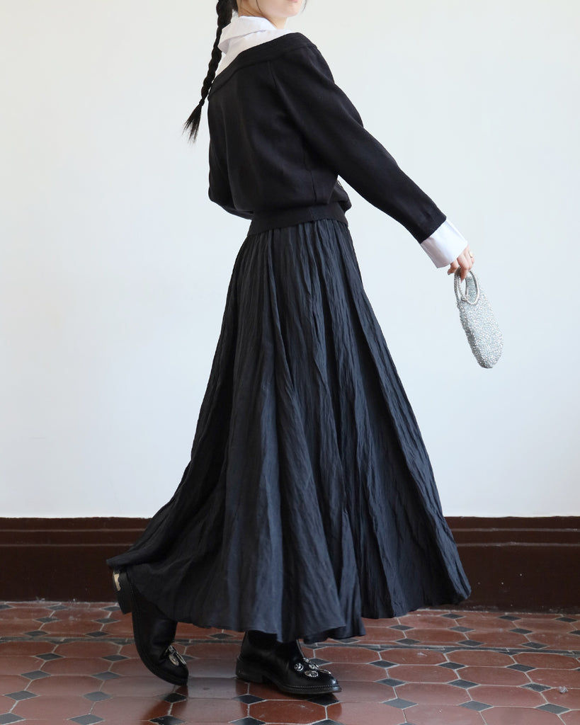 Metallic Crinkle Fabric Skirt (2 Colors)