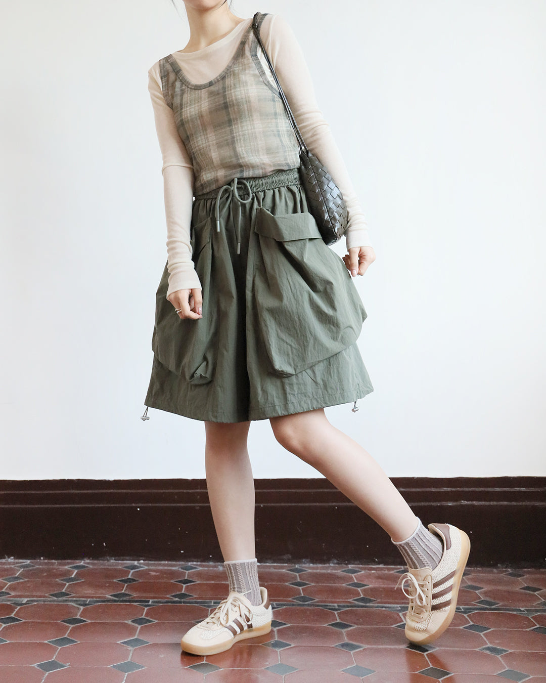Basic Top + Checker Mesh Vest (Set) (3 color)