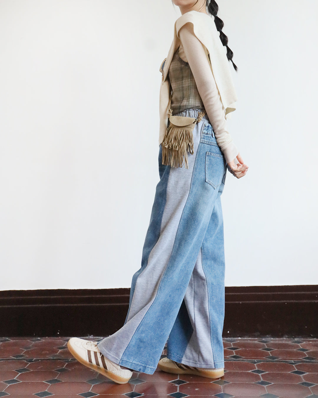 Mix Fabric Jeans