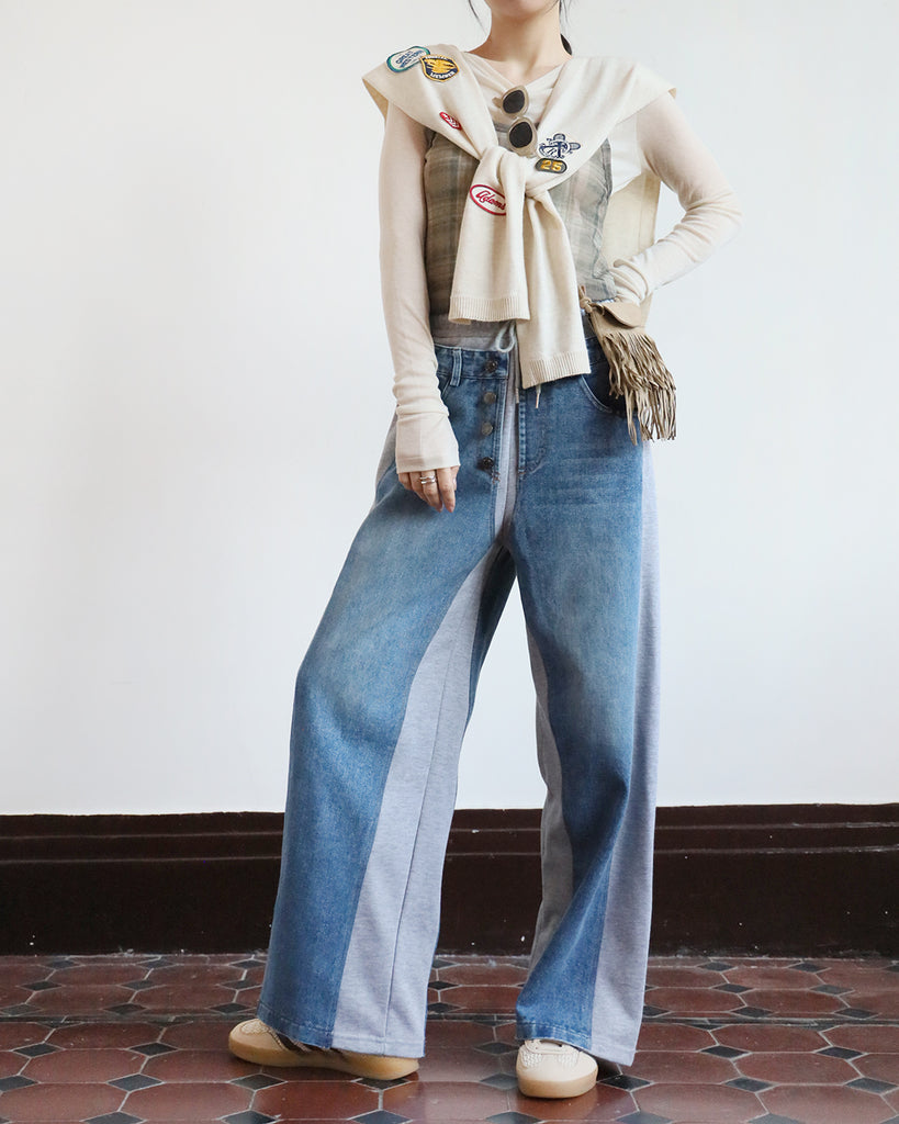 Mix Fabric Jeans