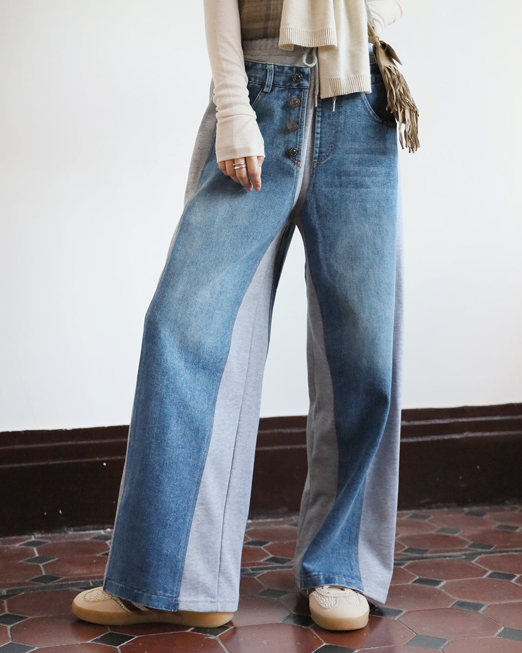Mix Fabric Jeans