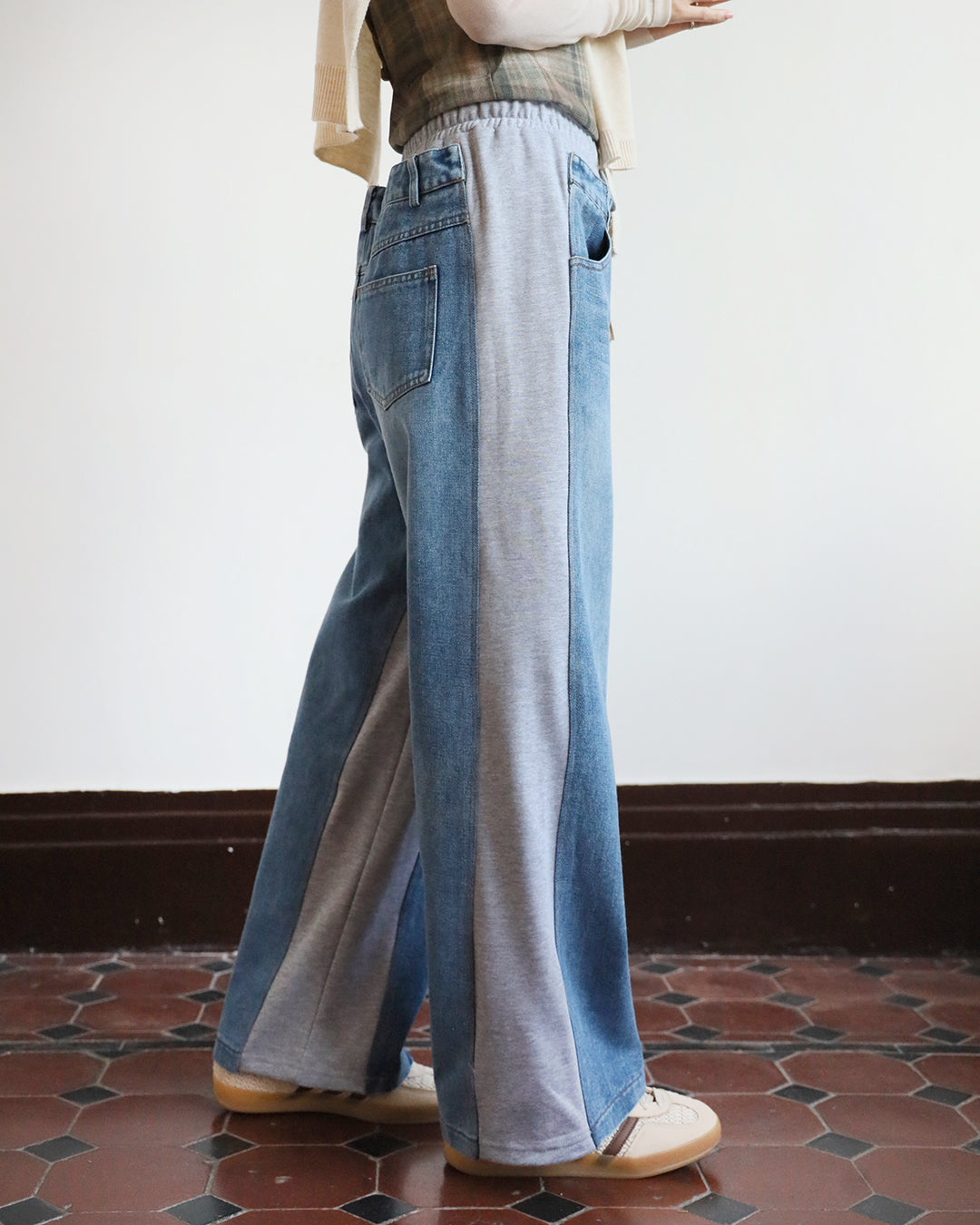 Mix Fabric Jeans