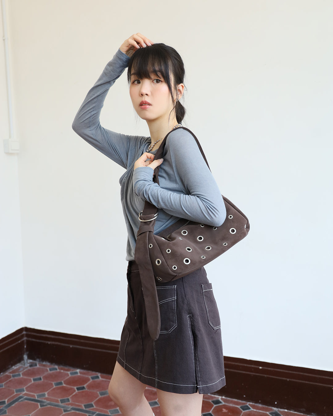 Contrast Stitch Layered Shorts (Size L)
