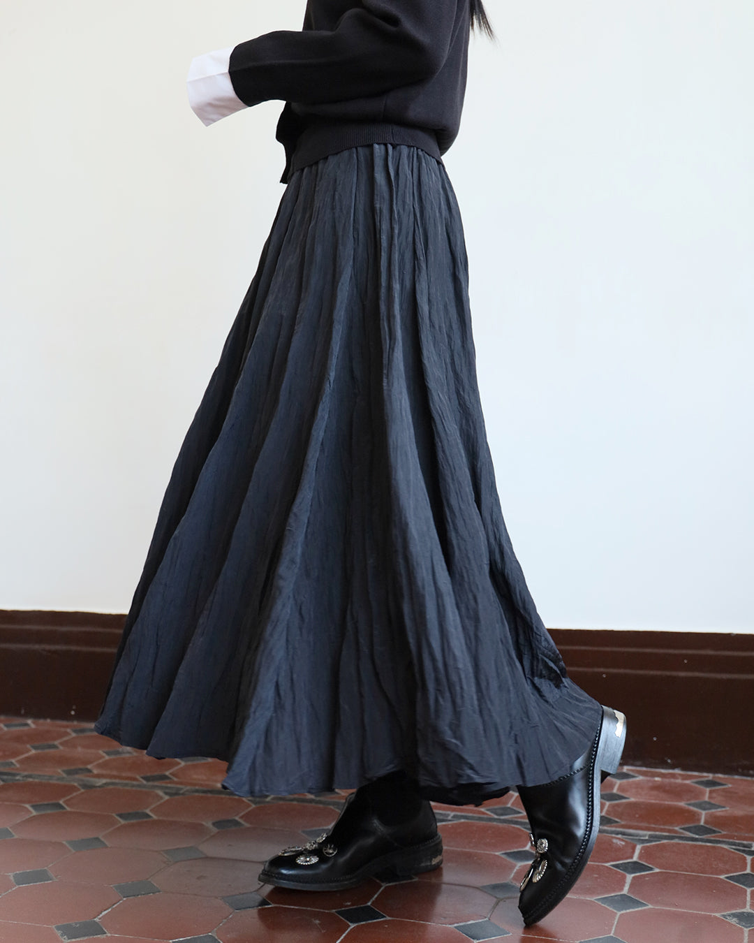 Metallic Crinkle Fabric Skirt (2 Colors)