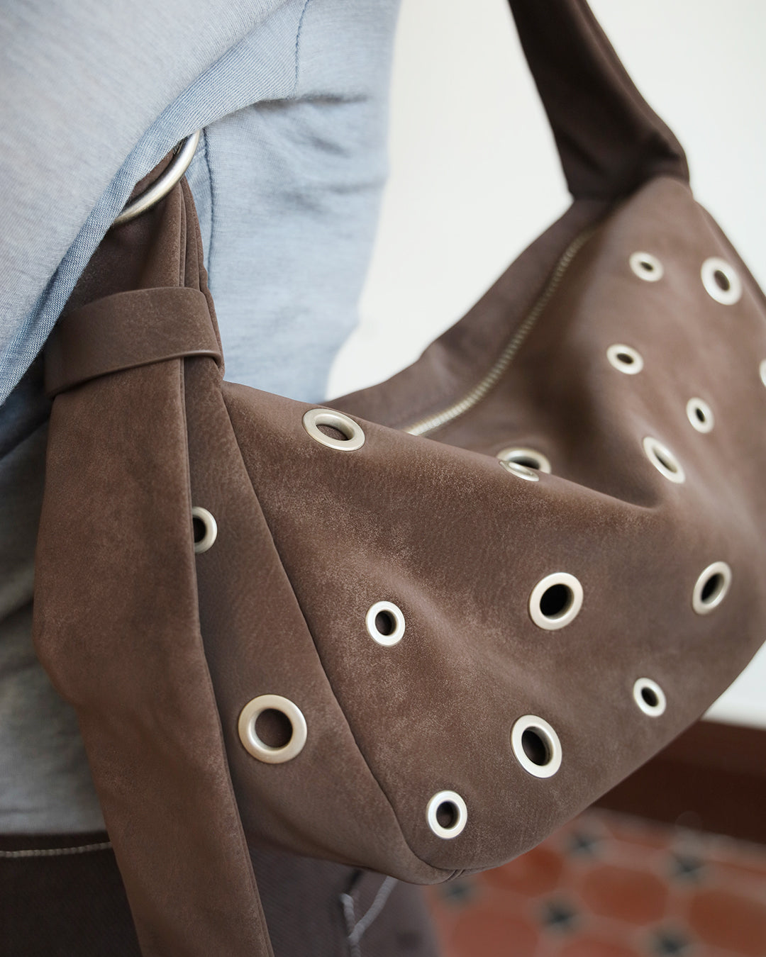 Faux Suede Eyelet Bag (3 color)