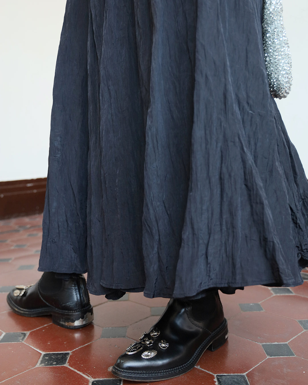 Metallic Crinkle Fabric Skirt (2 Colors)